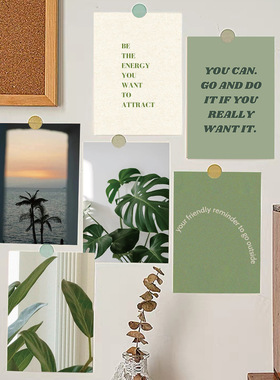 10张ins风绿色小清新卡片留言卡明信片卧室墙面墙上装饰自贴墙贴