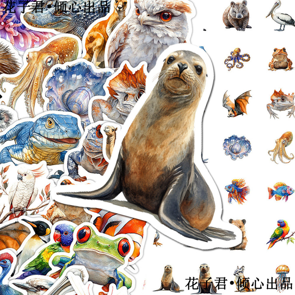 100张动物贴纸创意趣味可爱小海豹袋鼠刺猬装饰diy手机壳手账桌面,文具电教/文化用品/商务用品,贴纸/立体贴纸,淘宝优惠券,粉丝福利购,淘宝优惠卷