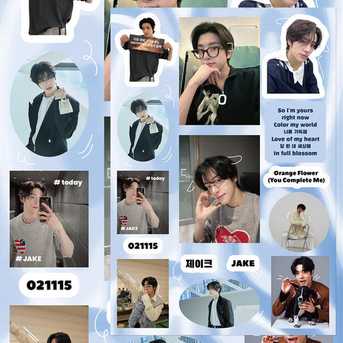 16张男团ENHYPEN拼图贴纸ins风高颜值人物拼贴创意装饰手账本贴画