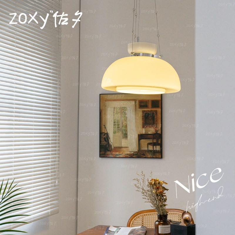 zoxy佐夕 中古餐厅吊灯北欧复古玻璃饭厅法式艺术侘寂风餐桌灯具