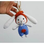 手工编织针织成品长耳兔挂件汽车钥匙扣小兔子包包挂饰玩偶公仔女