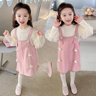 女童连衣裙春秋款2024新款儿童套装裙洋气女孩背带裙宝宝公主裙子