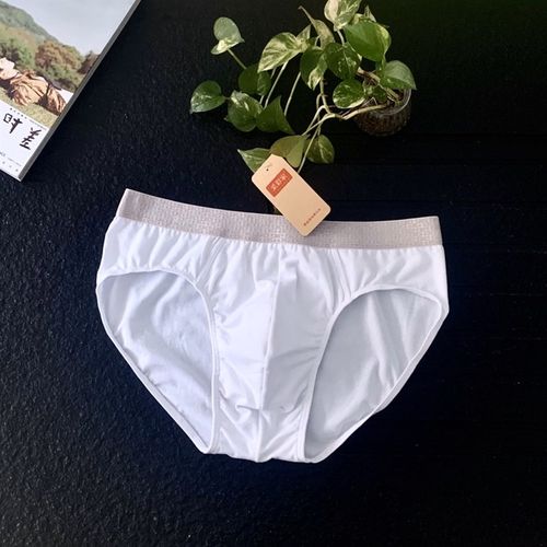 2条装纯棉内裤男士三角裤透气棉质面料灰色简约时尚青年中腰裤头M