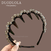 水钻复古发箍女2025新款 日常外戴高级感洋气时尚 百搭带齿防滑头箍