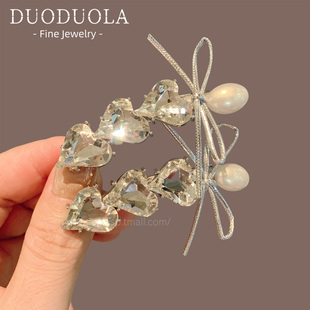 爱心水钻发卡刘海夹蝴蝶结碎发夹2026新款绝美侧边夹轻奢精致头饰