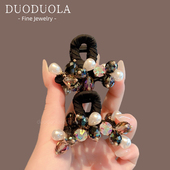 轻奢精致水钻抓夹高档发抓花朵发夹发饰刘海夹发卡珍珠侧边夹百搭