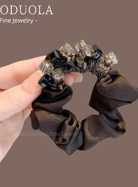 黑色水晶发圈简约百搭头绳2025新款高级感精致小肠圈扎丸子头发绳