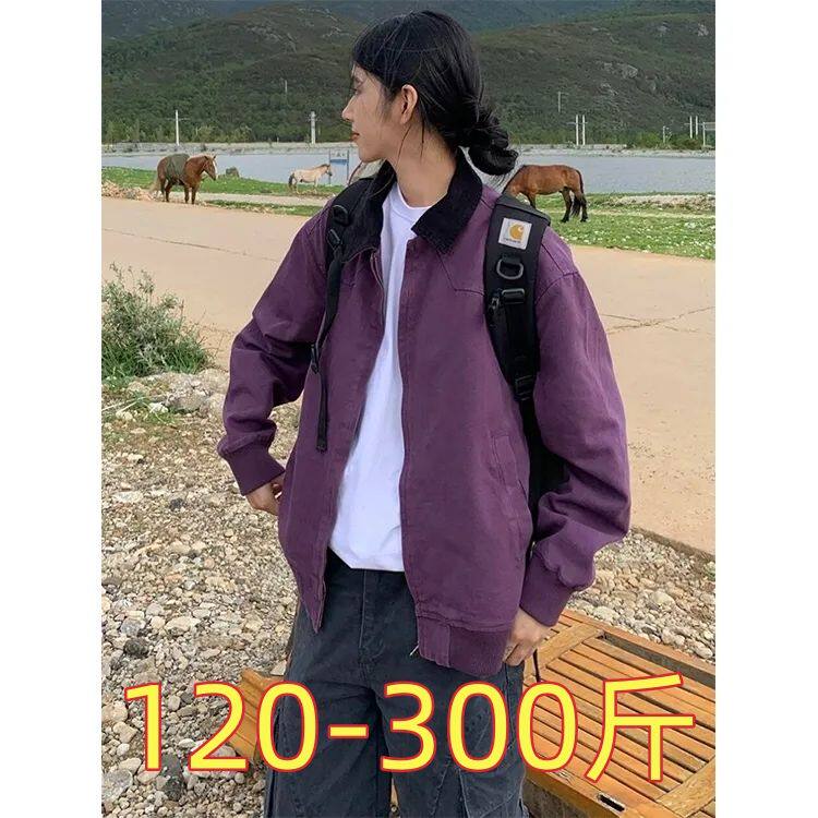 美式棒球服夹克外套女胖m