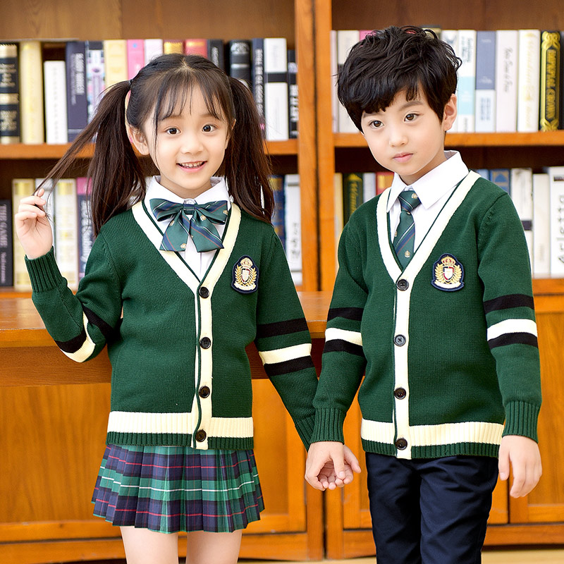 校服开衫毛衣男女童装春秋冬季学院风中小学生班服幼儿园园服套装