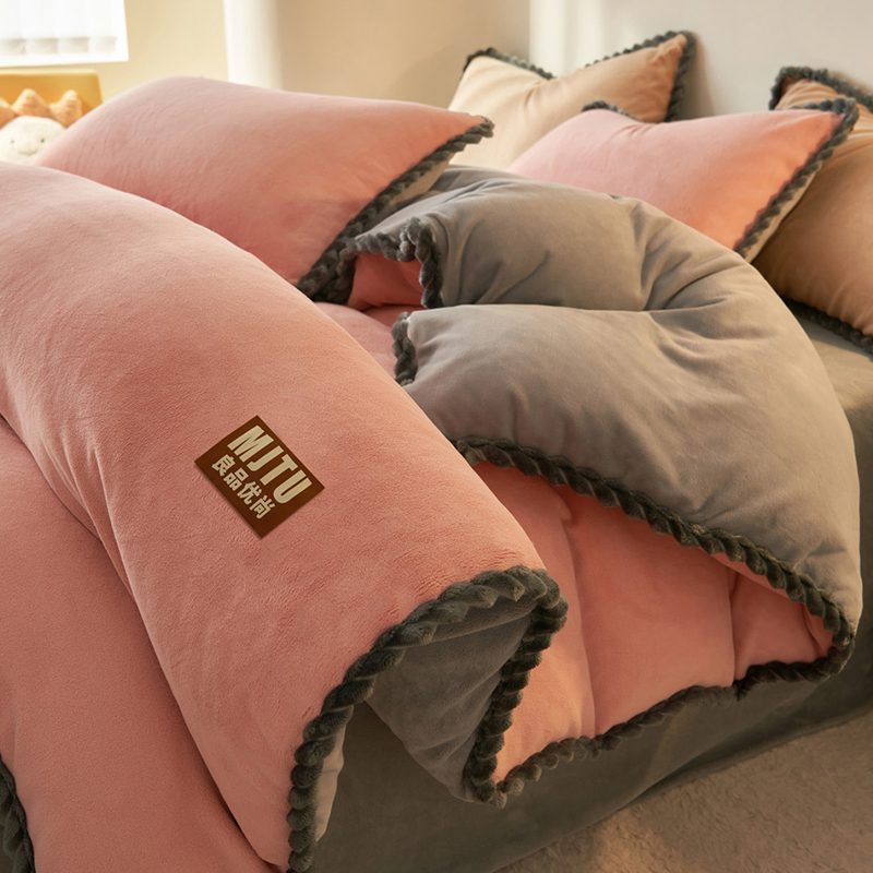 牛奶绒被套单件加厚双面绒被罩150x200x230学生被单人珊瑚法兰绒