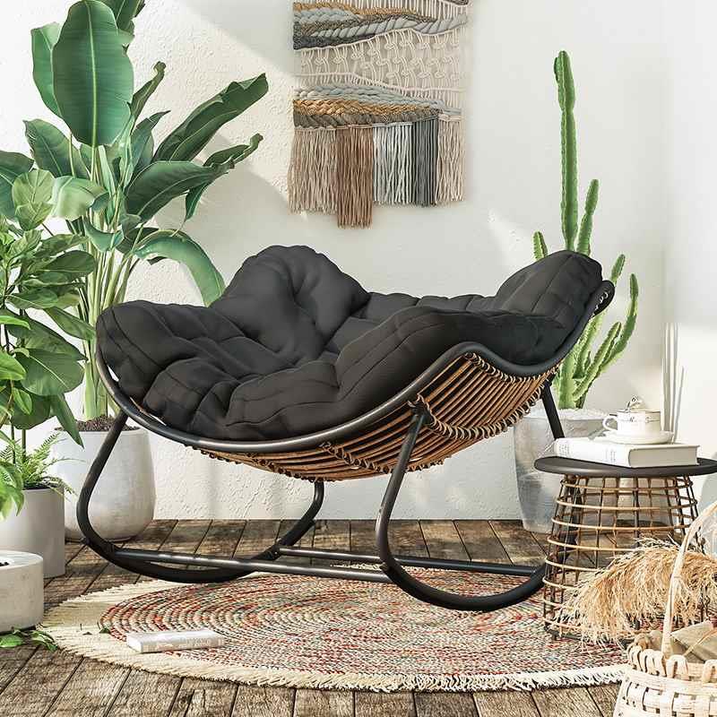 曼好家休闲藤摇椅藤编懒人椅子摇摇椅午大人睡椅北欧阳台家用新品