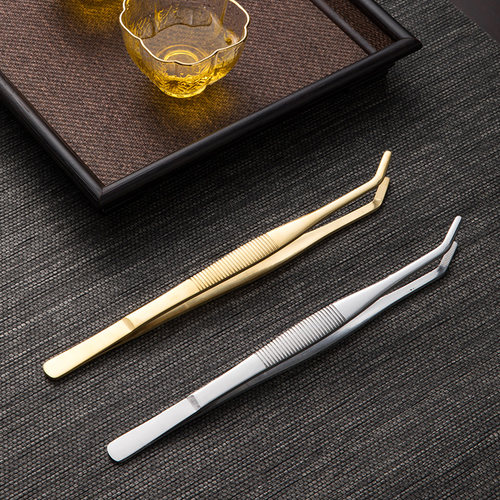速发加茶茶夹不锈钢茶叶夹子金属茶镊子厚夹子铜杯夹功夫道茶配件