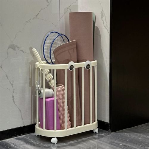 速发小眼小瑜伽垫收纳筐带轮可移动家用瑜伽睛身器材收纳置物架健