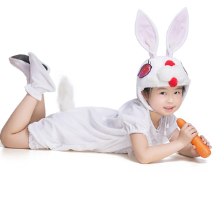 兔子舞蹈服装演出服儿童人偶头饰小兔子装扮幼儿园灰兔话剧亲子装
