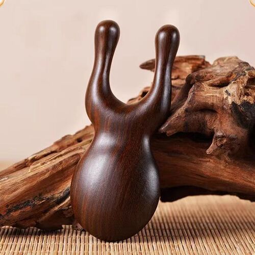 【檀木青蛙眼部按摩器】周眼鼻按摩头部经络梳子刮鼻梁子脸部专用