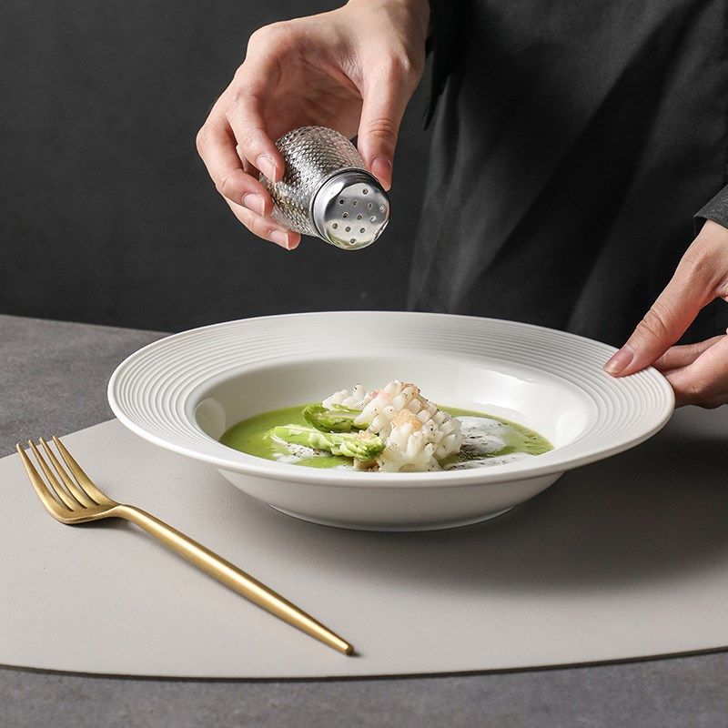 纯白陶瓷意大利面盘子飞碟盘草帽盘碗意面盘西式汤盘子西餐厅餐具,餐饮具,盘,淘宝优惠券,粉丝福利购,淘宝优惠卷