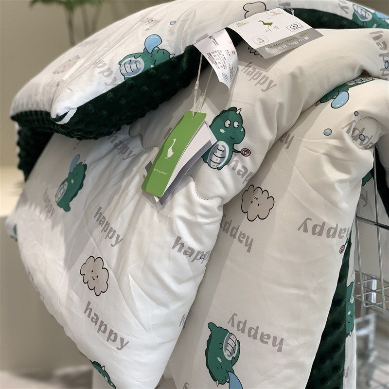 韩国大鹅全棉60支长绒棉可机洗豆豆单人春秋被加厚保暖冬季盖毯子