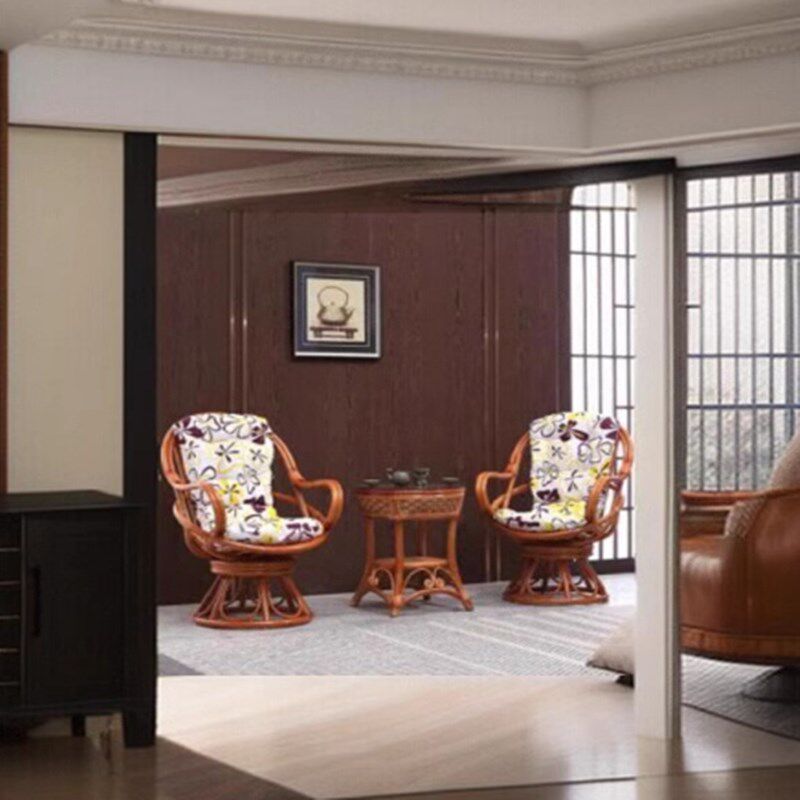 三件套真藤编靠背阳台小桌椅旋转藤椅椅茶几休闲腾椅子组合家用