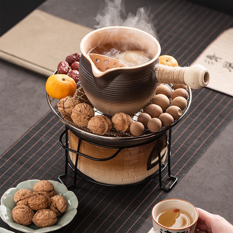 可干烧陶土罐罐壶炭炉围炉煮奶茶壶套装户外碳炉酒精炉煮茶器茶炉