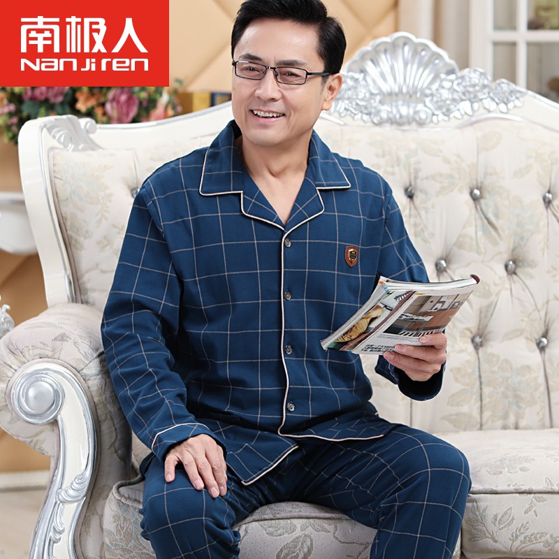 中老年人睡衣男士长袖纯棉春秋中年爸爸家居服秋冬男款春季家居服