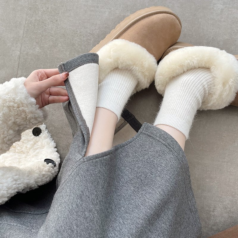 灰色冬季半身裙女2024新款高级感包臀一步裙直筒加绒加厚长款卫裙