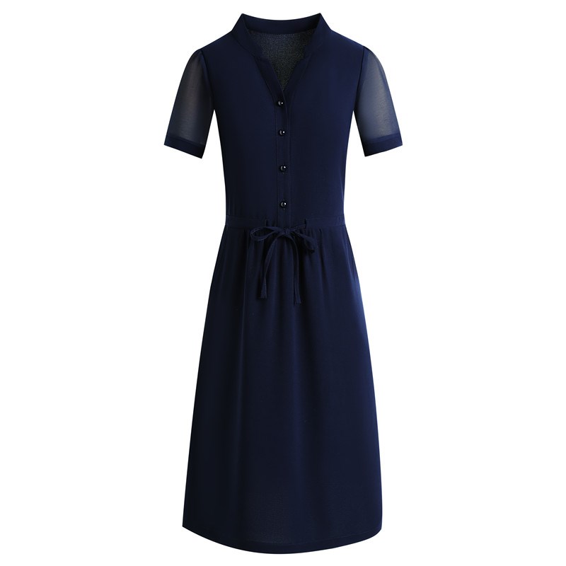 中年妈妈夏装短袖连衣裙洋气2024新款中老年女装大码气质雪纺裙子