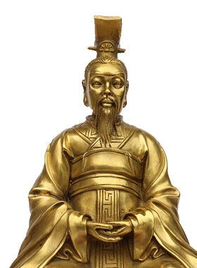 纯铜后天八卦祖师周文王神像摆件家用八卦铜像工艺礼品摆饰中式