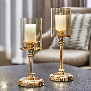 轻奢北欧浪漫烛台摆件欧式家用复古烛光晚餐灯道具美式餐桌蜡烛台