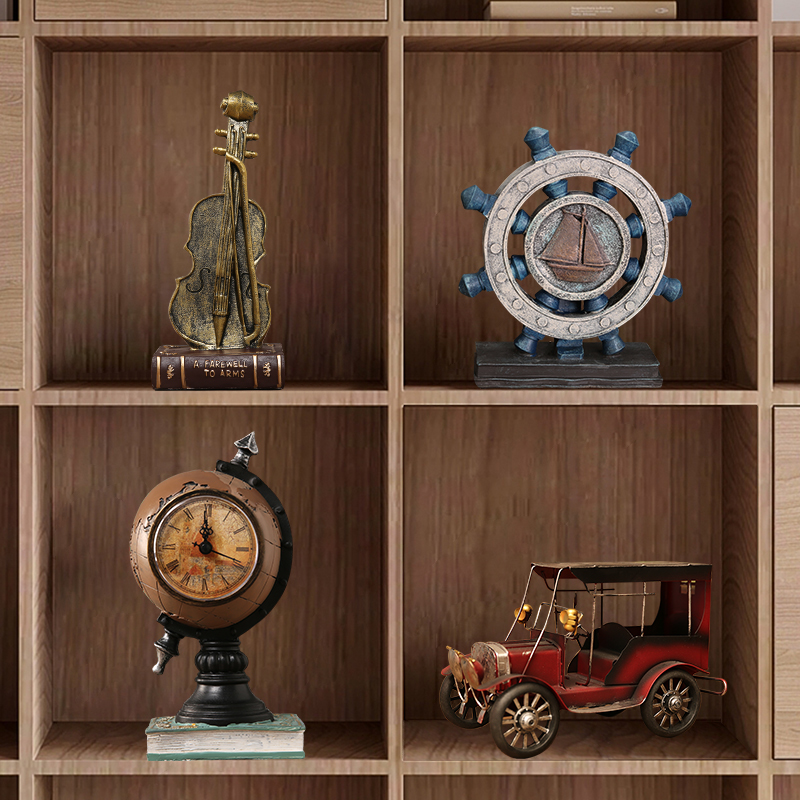 欧式复古摆件创意家居客厅酒柜摆设美式怀旧书房书架书柜子装饰品