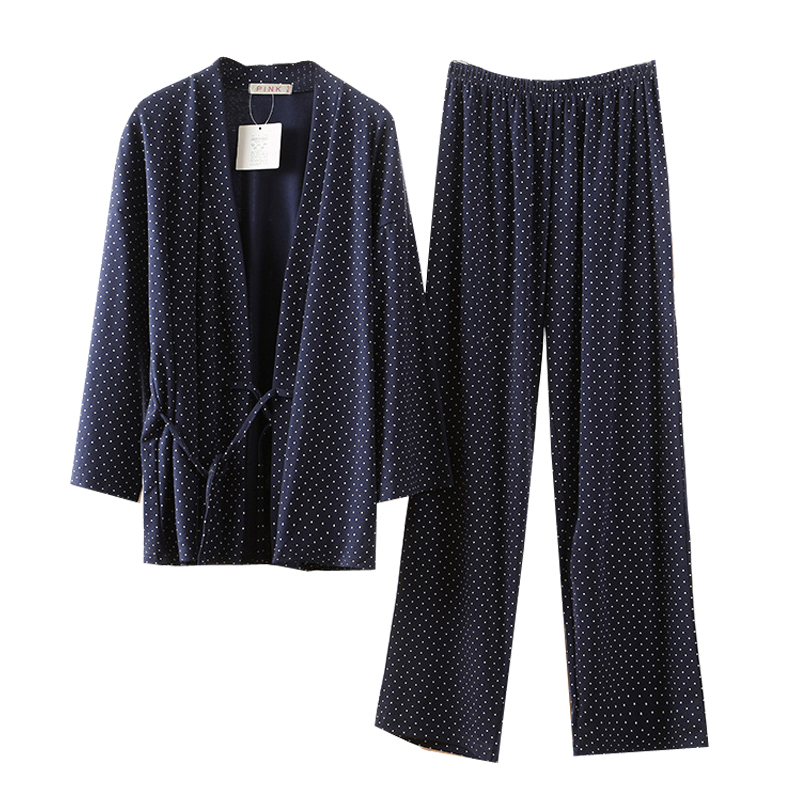 日系和服睡衣女秋冬季宽松系带个性复古休闲情侣家居服男套装