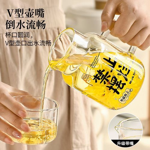 冷水壶凉水壶杯夏高硼硅家用一壶一杯耐高温玻璃一人饮杯子套装