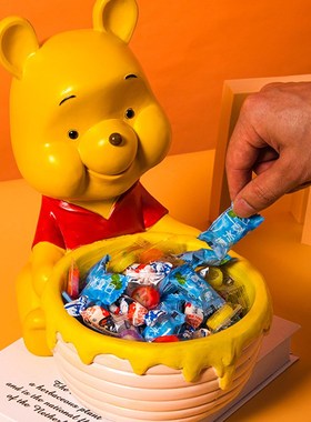 维尼熊玄关钥匙收纳摆件入户家居桌面饰品托盘置物架乔迁新居礼品