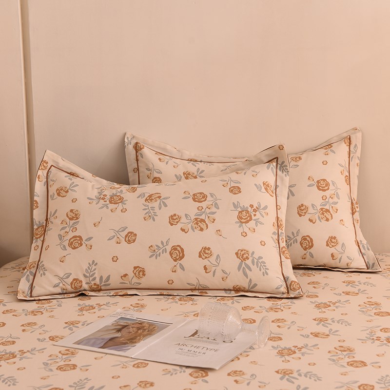 复古纯棉加厚磨毛单人枕套冬季枕头套一对装100全棉枕芯套48x74cm