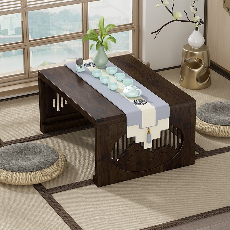 免安装飘窗桌子新中式炕桌榻榻米茶桌家用实木炕几可折Y叠坐地矮