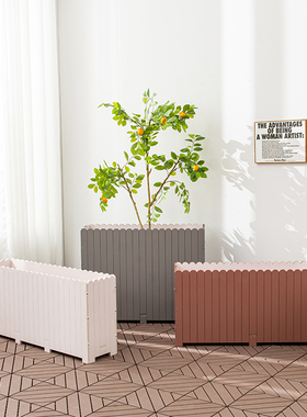 长方形PVCg花箱户外庭院隔断花槽大号种植箱栅栏花盆定制