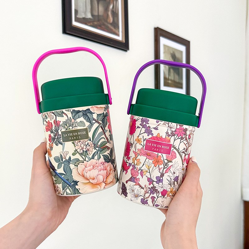 欧式复古31g6不锈钢手提焖烧杯户外便携保温饭盒学生上班族保温桶