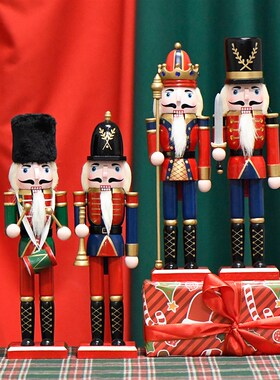 俄罗斯胡桃夹子士兵摆件木偶音乐盒木H头人儿童房新年圣诞节装饰