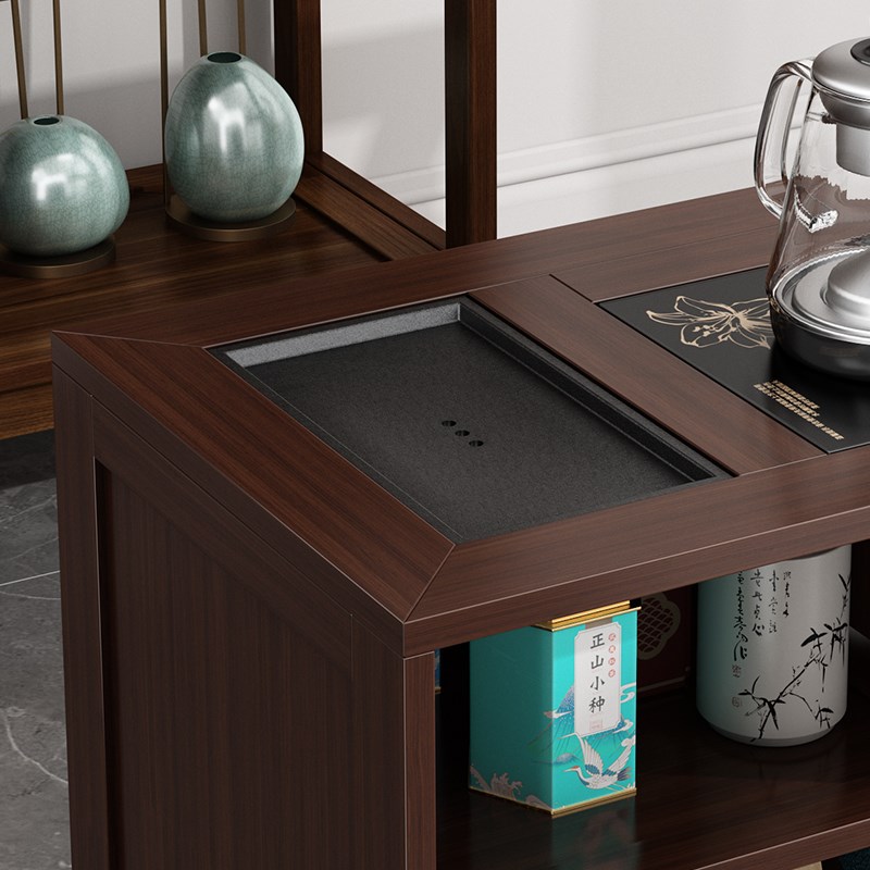 中式移动小e茶桌家用茶台实木茶车烧水壶一体茶水柜茶边几功夫茶