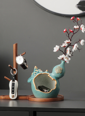 新中式放钥匙收纳葫芦摆件客厅入户玄关进K门口鞋柜装饰品乔迁礼