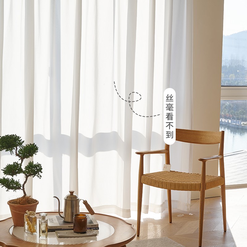 透光不透人幻影纱2023新款客厅卧E室飘窗白纱轻奢现代简约梦幻纱