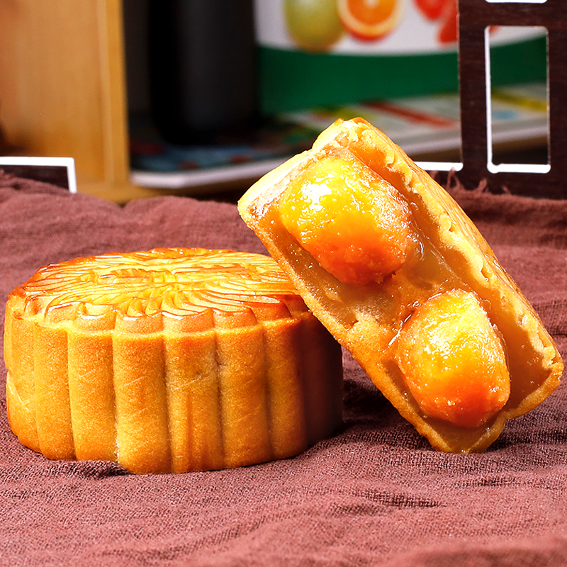 广州传统酒家广式双黄纯白莲蓉咸蛋黄月饼老广东特产独立包装零食