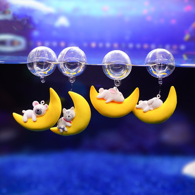 海洛伊鱼缸专用月亮狗摆件