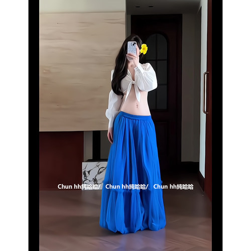 【运费险】克莱因蓝网纱半身裙女