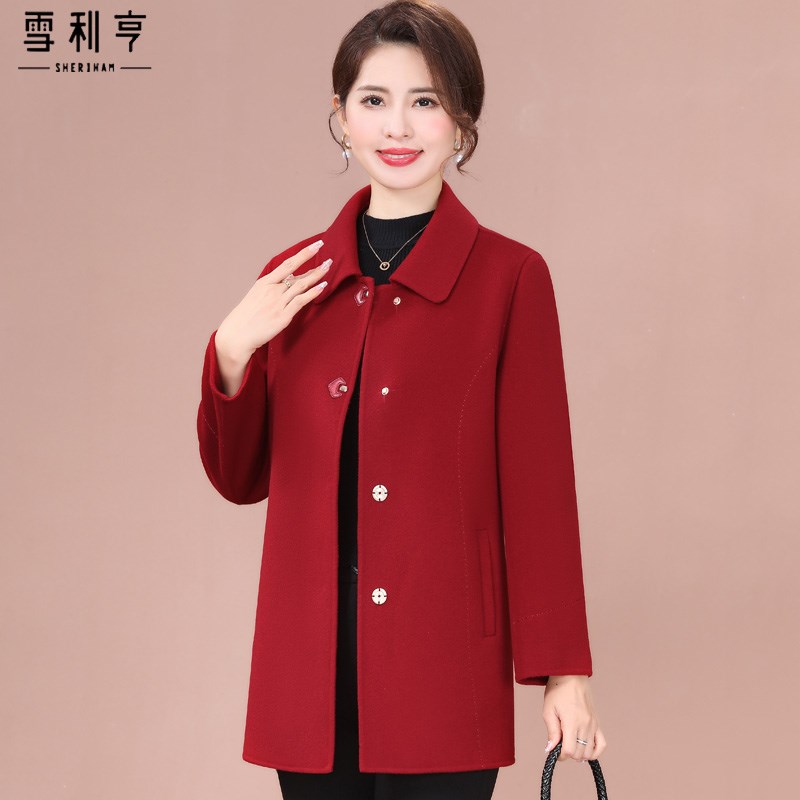 好货大衣女长款过膝2025新款时尚双面呢洋气中年妈妈装贵气羊毛呢