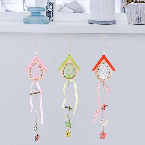 好货Easter decorations Easter egg house rabbit wooden pendan