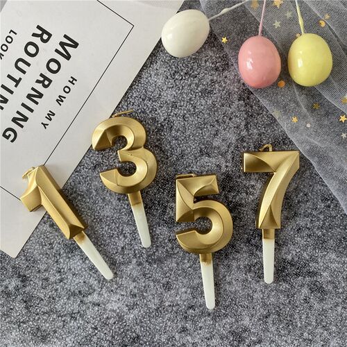 好货1Pcs Digital Cake Candles Metallic Birthday Candles for