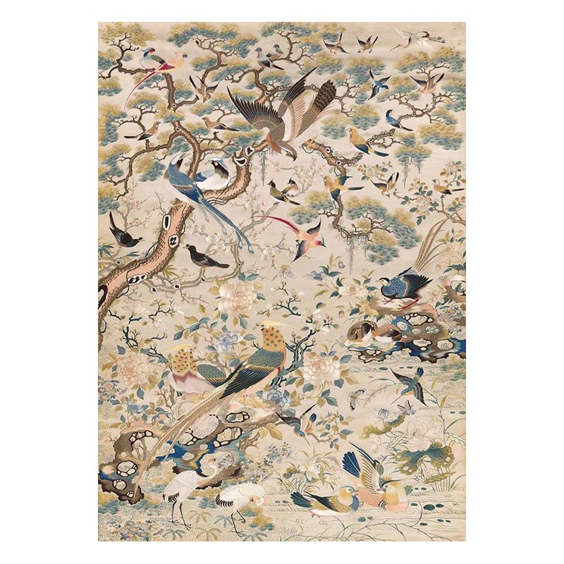 速发画客祥和 复古新中式鸟厅玄关挂花卧室装饰画自粘贴画画芯海