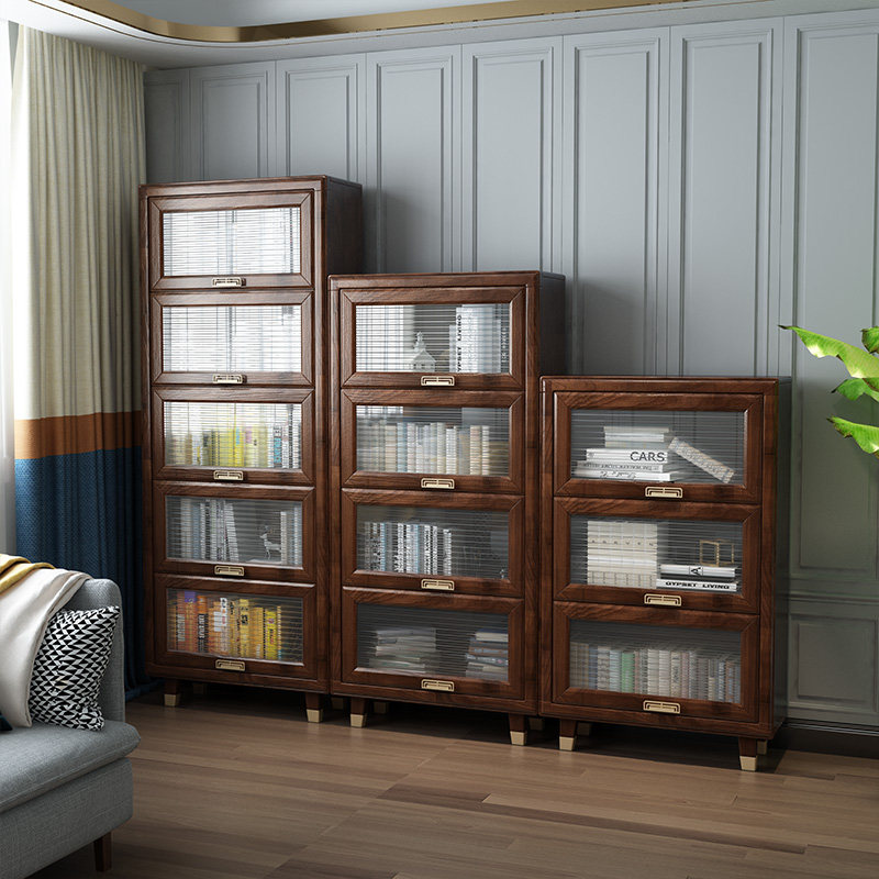 速发新中式全实木落地书柜示玻璃门家用靠墙书橱书带组合展房柜置,住宅家具,单个书柜,淘宝优惠券,粉丝福利购,淘宝优惠卷