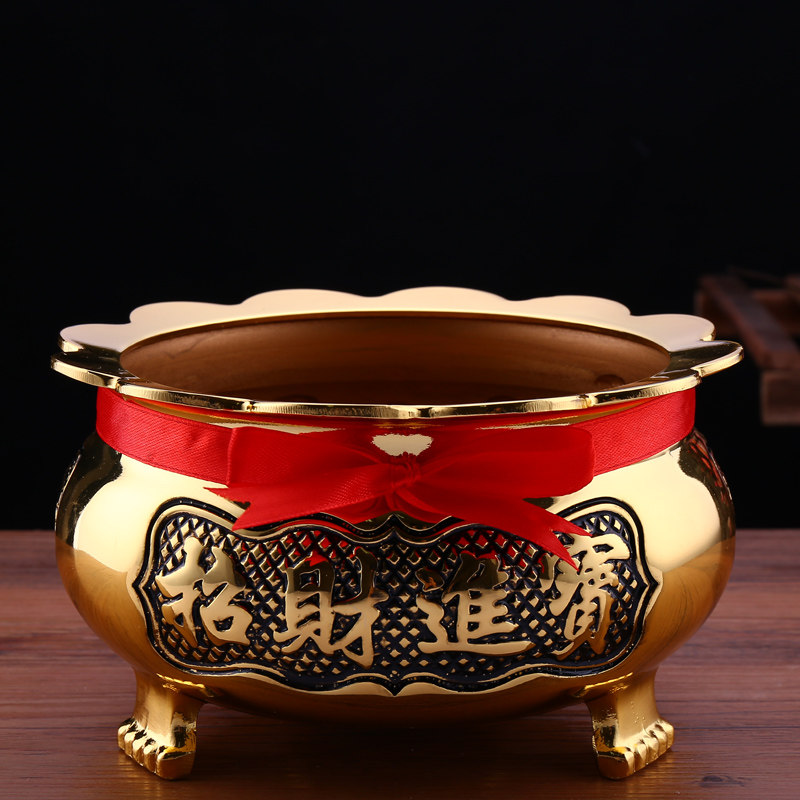 速发纯铜合金三脚莲花边香炉具用供佛室内檀香炉财神关公佛家用品