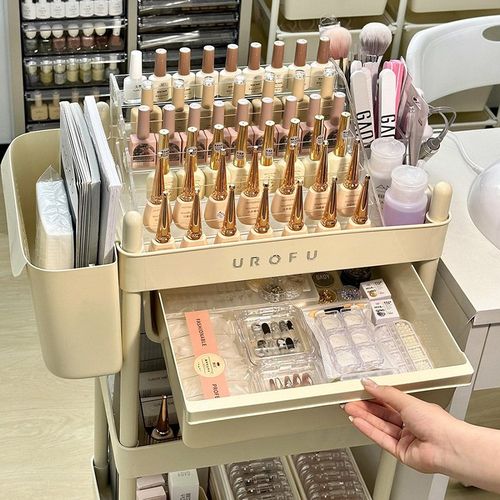 速发美甲工置收纳车美睫收纳小推车甲油胶饰品化妆品可移动具物架